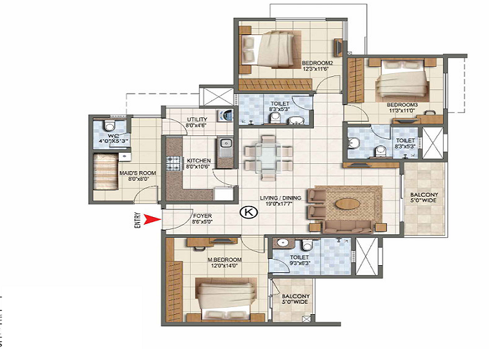 Featured Image of Godrej Miraya 3 BHK Floor Plan