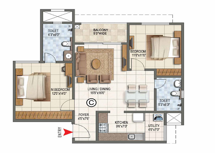 Featured Image of Godrej Woods 2 BHK Floor Plan
